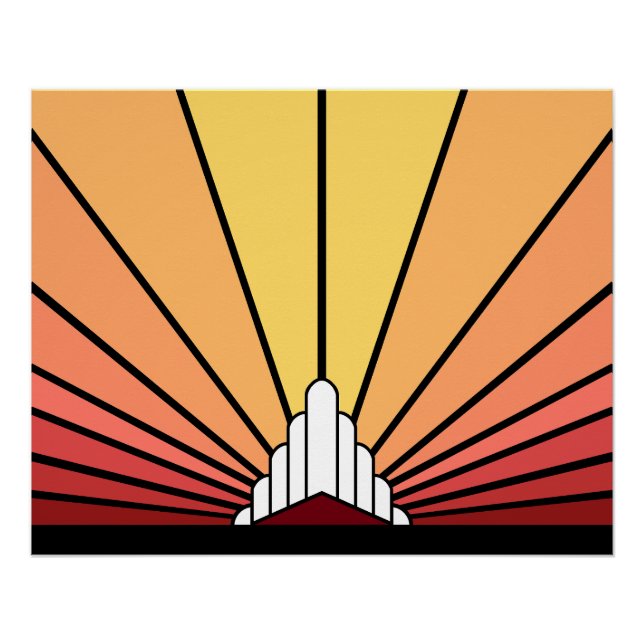 Art deco sun in dawn poster (Front)