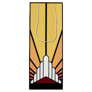 Art deco sun in dawn wine gift bag