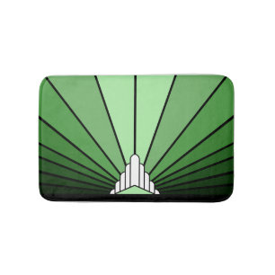 Art deco sun in green bath mat