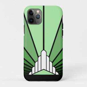 Art deco sun in green iPhone 11 pro case