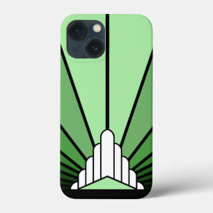 Art deco sun in green iPhone 13 mini case