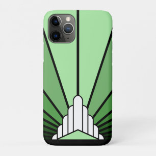 Art deco sun in green iPhone 11 pro case