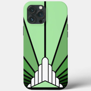 Art deco sun in green iPhone 13 pro max case