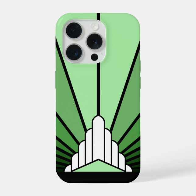 Art deco sun in green iPhone case (Back)