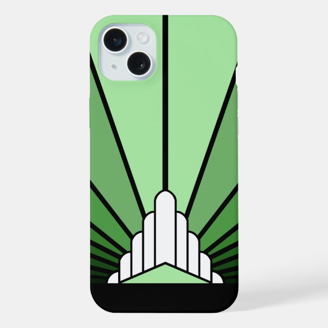 Art deco sun in green iPhone case (Back)