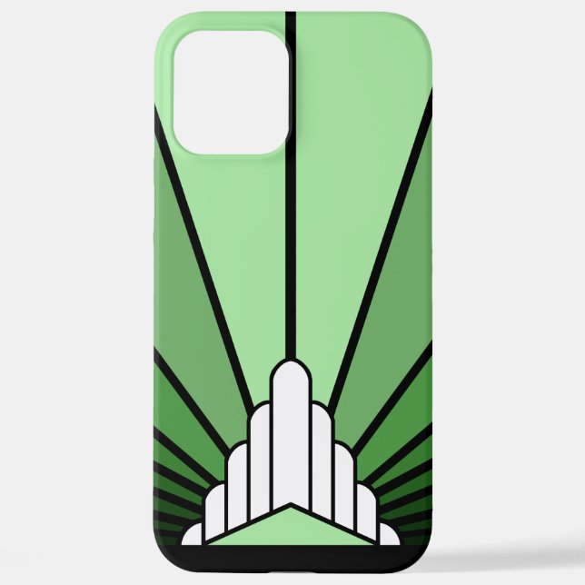 Art deco sun in green iPhone case (Back)