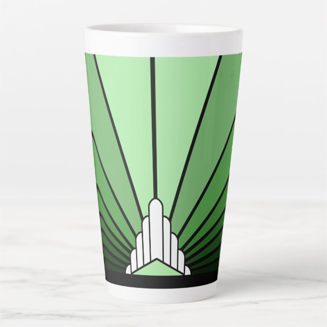 Art deco sun in green Latte Mug (Front)