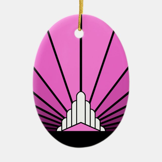 Art deco sun in pink ceramic ornament (Front)