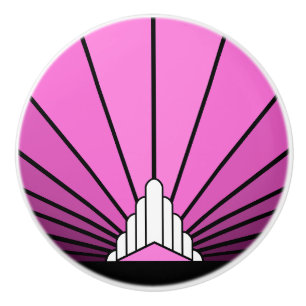 Art deco sun in pink Ceramic Pull