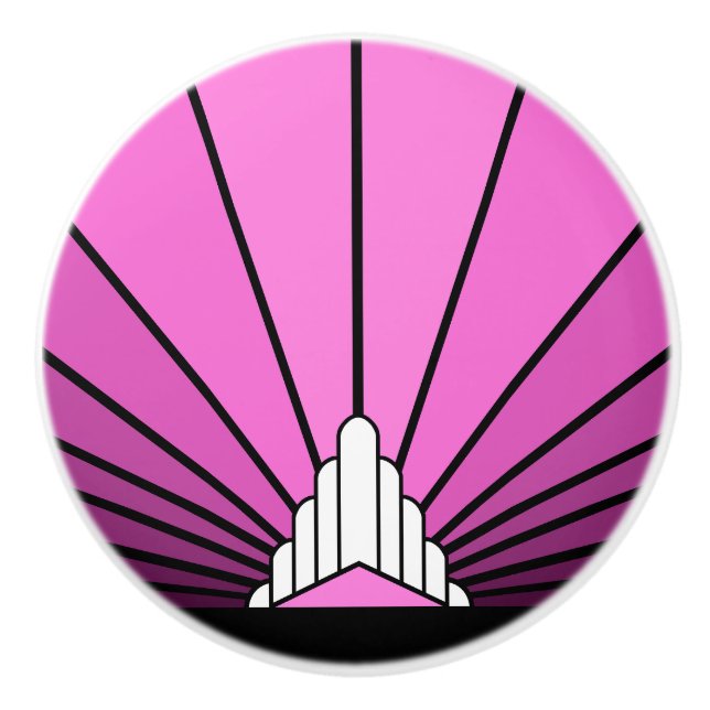 Art deco sun in pink Ceramic Pull (Front)