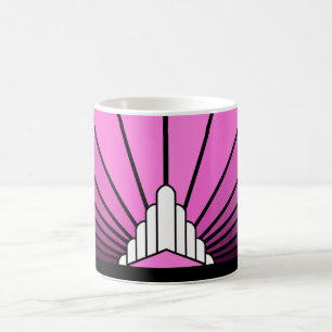 Art deco sun in pink coffee mug