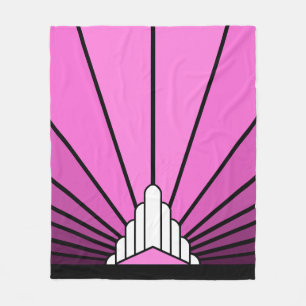 Art deco sun in pink Fleece Blanket