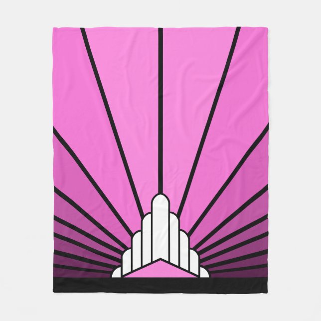 Art deco sun in pink Fleece Blanket (Front)