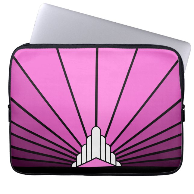 Art deco sun in pink laptop sleeve (Front)