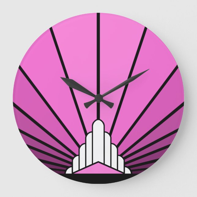 Art deco sun in pink Wall Clock (Front)