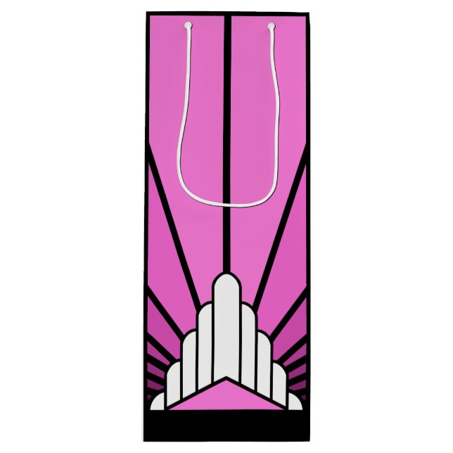 Art deco sun in pink wine gift bag (Front)