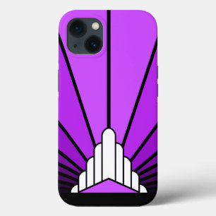 Art deco sun in purple iPhone 13 case