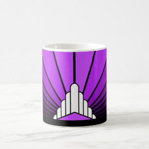 Art deco sun in purple coffee mug