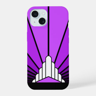 Art deco sun in purple iPhone 15 case