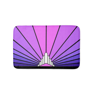 Art deco sun in purple & pink bath mat