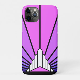 Art deco sun in purple & pink iPhone 11 pro case