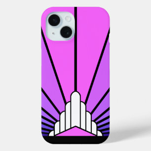 Art deco sun in purple & pink iPhone 15 case