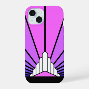 Art deco sun in purple & pink iPhone 15 case