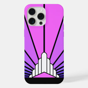 Art deco sun in purple & pink iPhone 15 pro max case