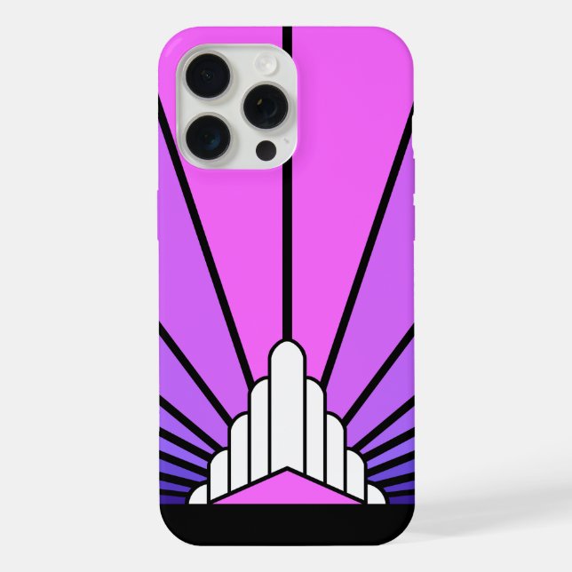 Art deco sun in purple & pink iPhone case (Back)