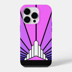 Art deco sun in purple & pink iPhone 14 pro case