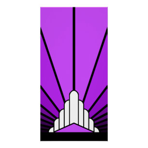 Art deco sun in purple poster