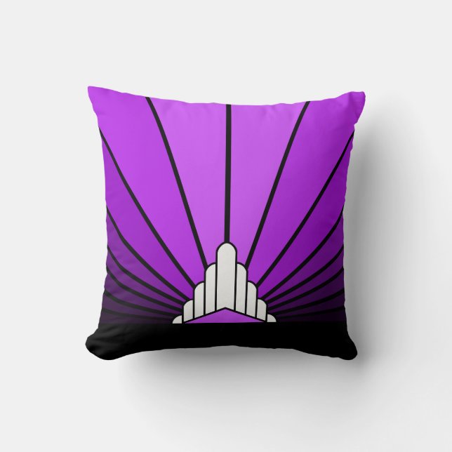 Art deco sun in purple Throw Pillow (Front)