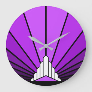 Art deco sun in purple Wall Clock