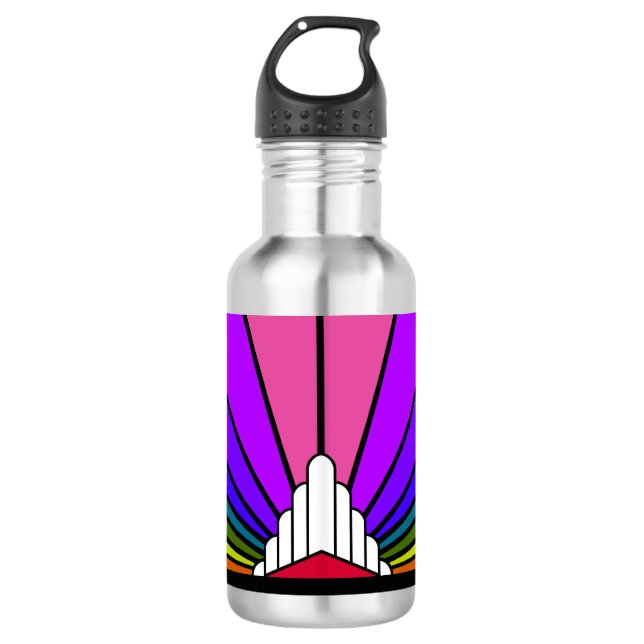 Art deco sun in rainbow 532 ml water bottle (Front)