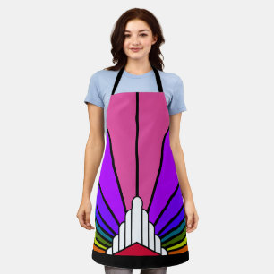 Art deco sun in rainbow apron