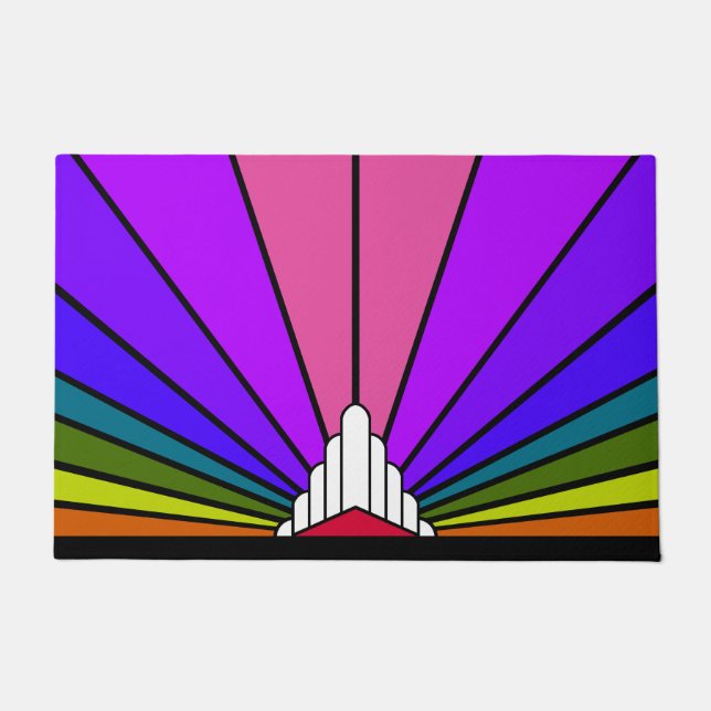 Art deco sun in rainbow doormat (Front)