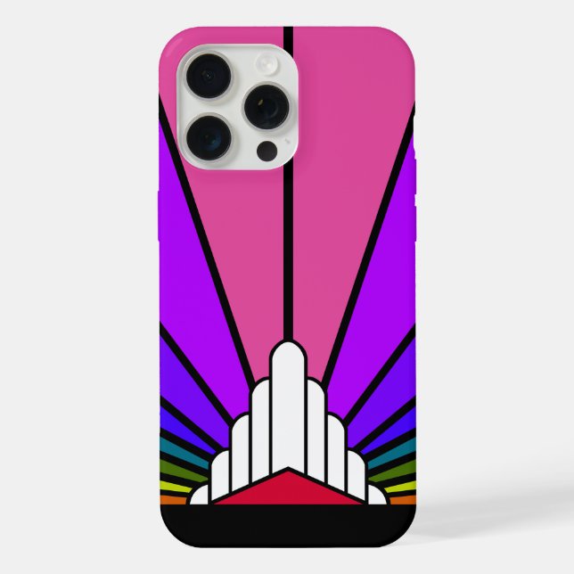 Art deco sun in rainbow iPhone case (Back)