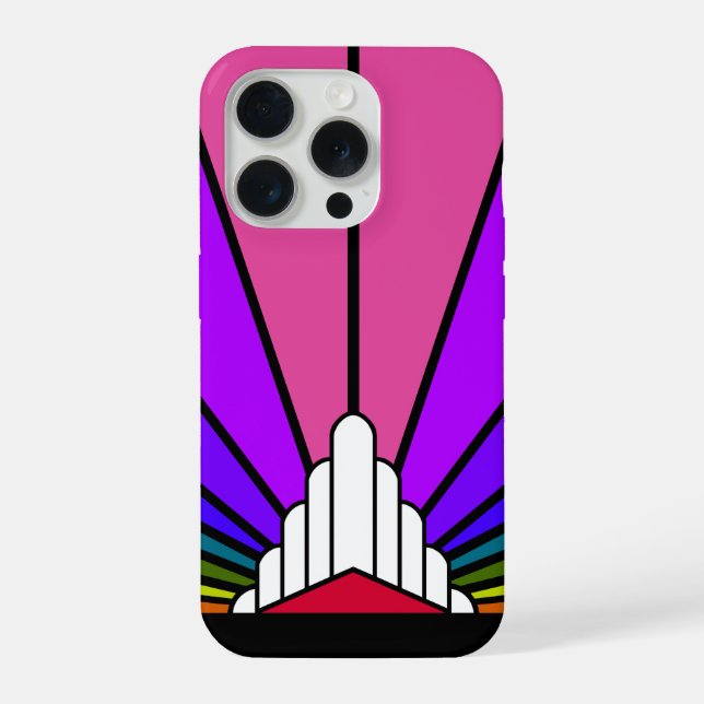 Art deco sun in rainbow iPhone case (Back)