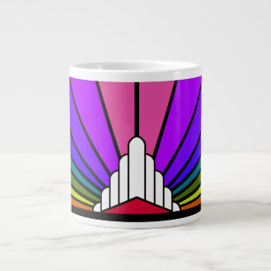 Art deco sun in rainbow large coffee mug