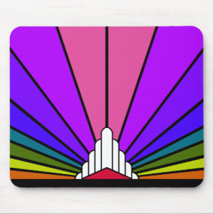 Art deco sun in rainbow mouse pad