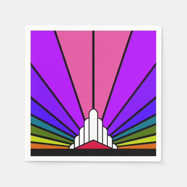 Art deco sun in rainbow napkin (Front)