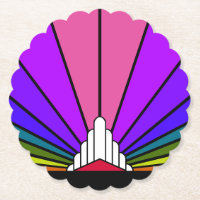 Art deco sun in rainbow