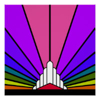 Art deco sun in rainbow