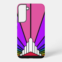 Art deco sun in rainbow