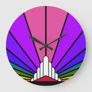 Art deco sun in rainbow Wall Clock