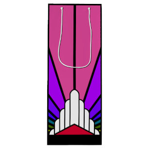 Art deco sun in rainbow wine gift bag