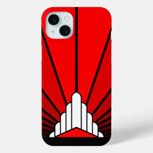 Art deco sun in red iPhone 15 mini case