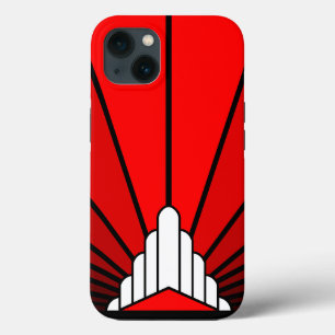 Art deco sun in red iPhone 13 case