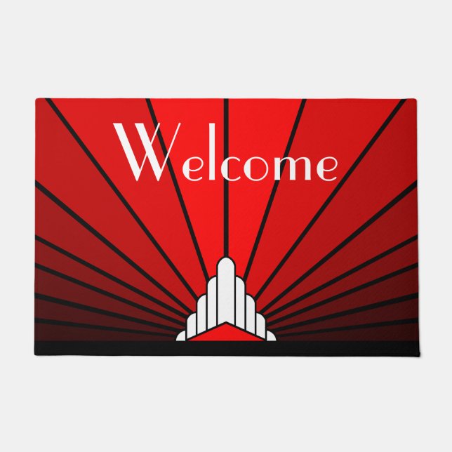 Art deco sun in red doormat (Front)
