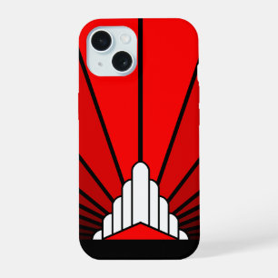 Art deco sun in red iPhone 15 case